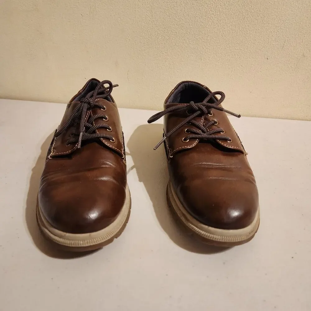 Florsheim Boys 3M Lookout Jr. Plain Toe Oxford Shoes Cognac Brown Preppy Dress
